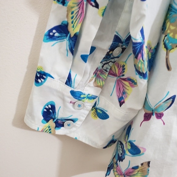 NWT Talbots Cotton Button Up Shirt Exquisite Butterfly Print Size 3X Lightweight - Picture 9 of 10